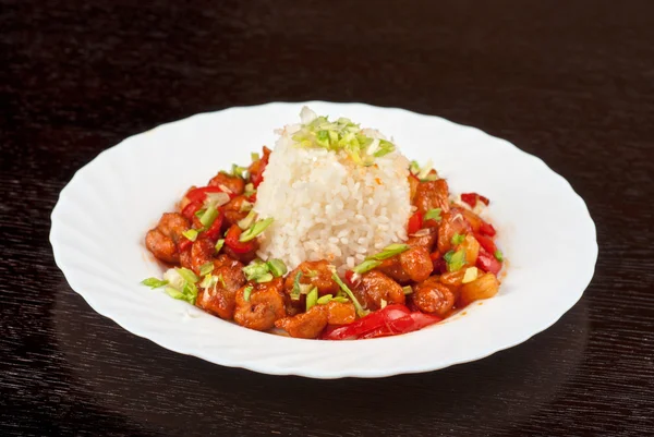Varkensvlees en Japanse rijst — Stockfoto