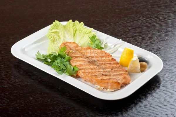 Grilled salmon steak — Stock Photo, Image