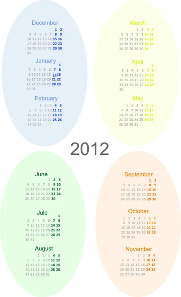 Calendário do ano 2012 — Vetor de Stock