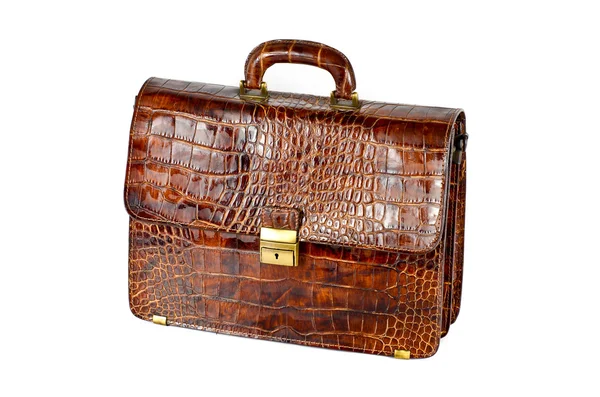 Brown expensive briefcase — Stock Photo, Image