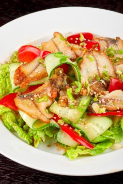 Salad of smoked eel clipart