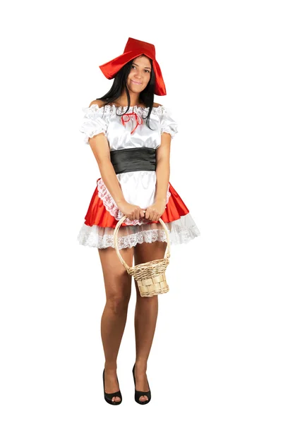 Sexy Little Red Riding Hood Isolated White — Stock Photo, Image