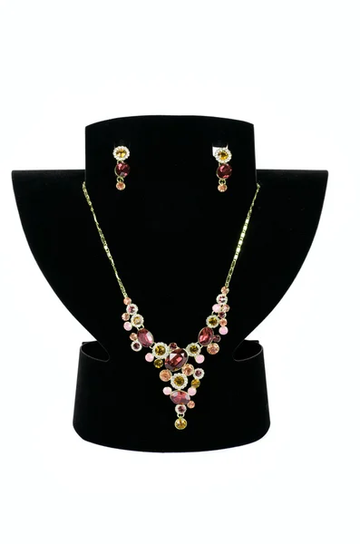Necklace with pendants and earrings — Stock Photo, Image