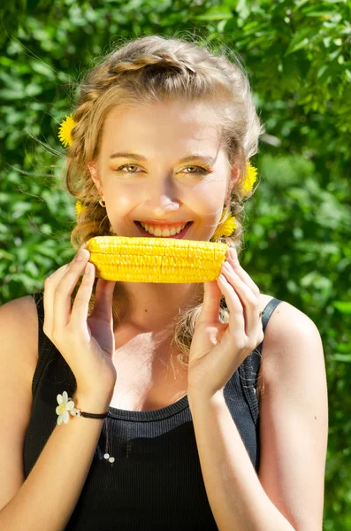 Corn-cob evés nő — Stock Fotó