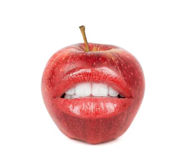 Apple with open mouth — Stock Photo, Image