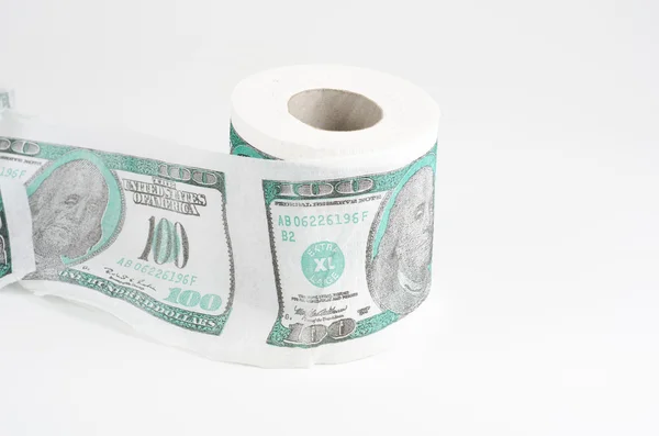 Туалетная бумага с USD — стоковое фото