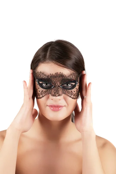 Dívka na masku — Stock fotografie