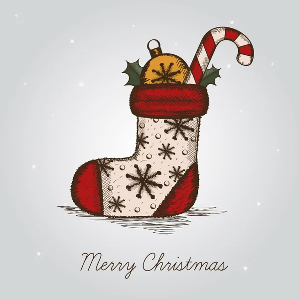 Calcetín de Navidad dibujado a mano — Archivo Imágenes Vectoriales