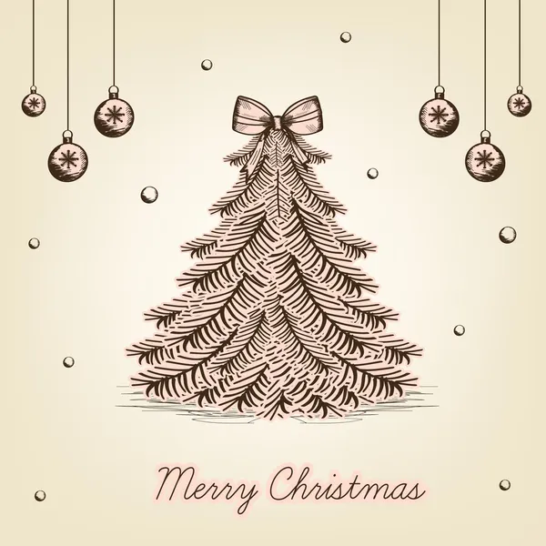 Karácsonyi háttér baubles és karácsonyfa — Stock Vector