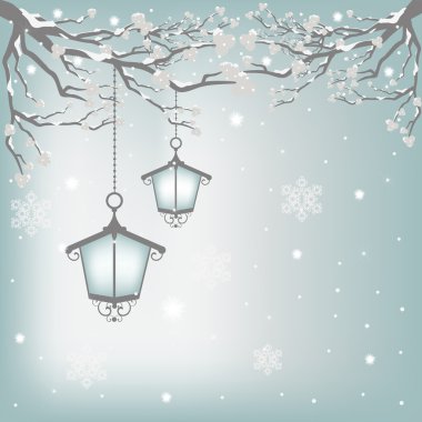 Winter background with lanterns clipart