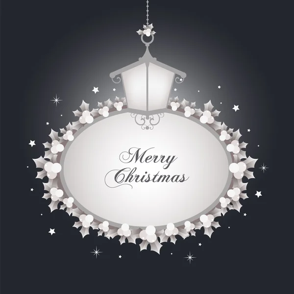 Banner de marco de Navidad con linterna — Archivo Imágenes Vectoriales