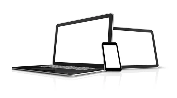 Ordenador portátil, teléfono móvil y tableta digital PC —  Fotos de Stock