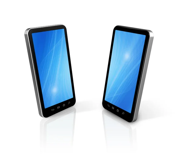 Dois telefones celulares conectados — Fotografia de Stock