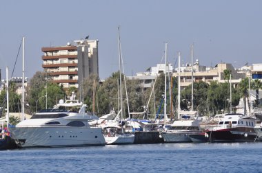 Sailing boats moored in Maryna Bay Harbour, Larnaca, Cyprus clipart