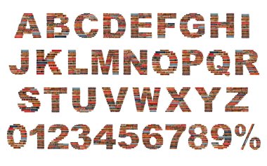 Font composed of spines of books clipart