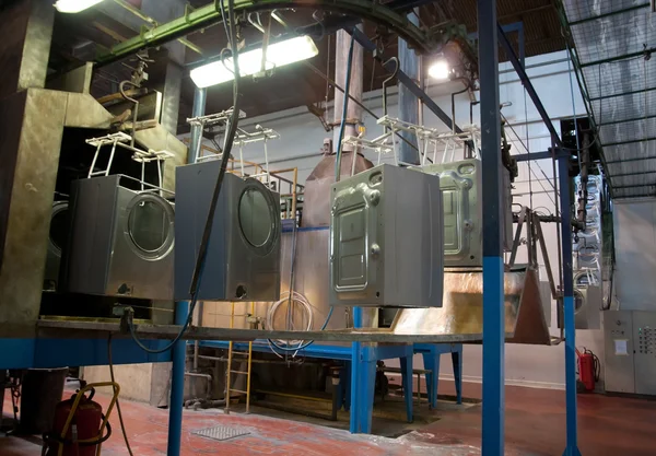 Fabrika: çamaşır makinesi üretim — Stok fotoğraf