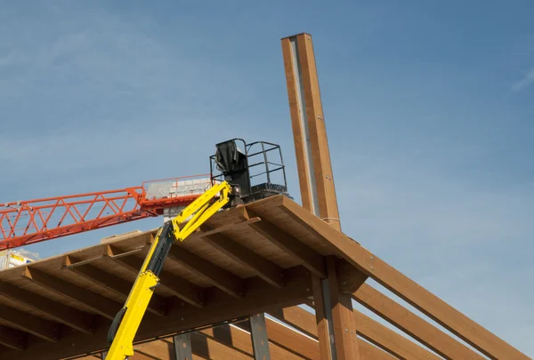 stock image Glued laminated timber and mobile platform