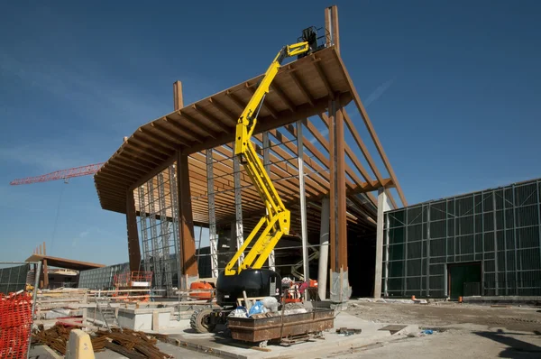 stock image Glued laminated timber and mobile platform