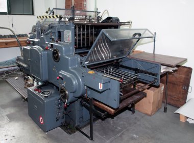 Old offset printing press clipart