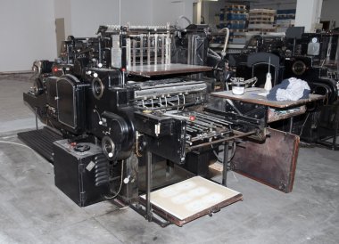 Vintage: old finishing machine clipart