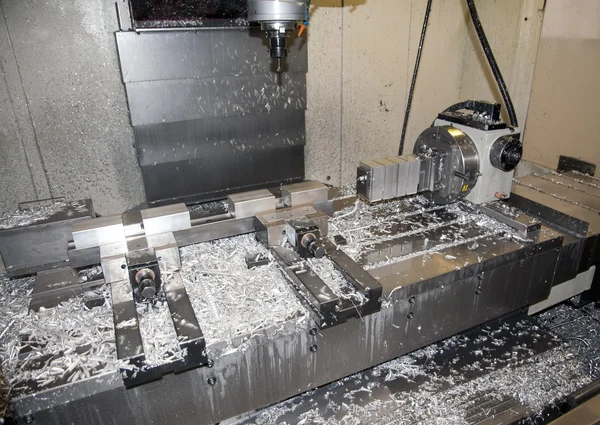 Drilling and milling CNC in workshop — Stock Photo, Image