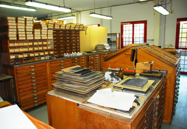 Vecchia tipografia - Print Shop — Foto Stock
