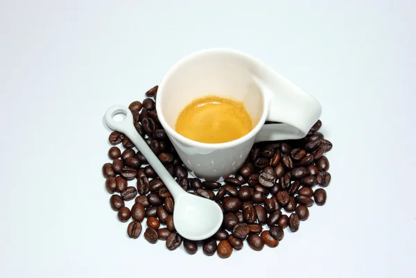 Grano de café y café — Foto de Stock