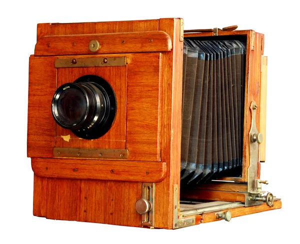 Old wooden photo camera Stock Image