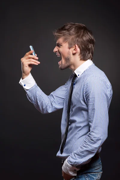 Gritando telefone — Fotografia de Stock