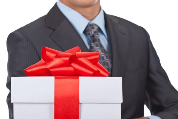 Gift box businessman — Stock Photo, Image