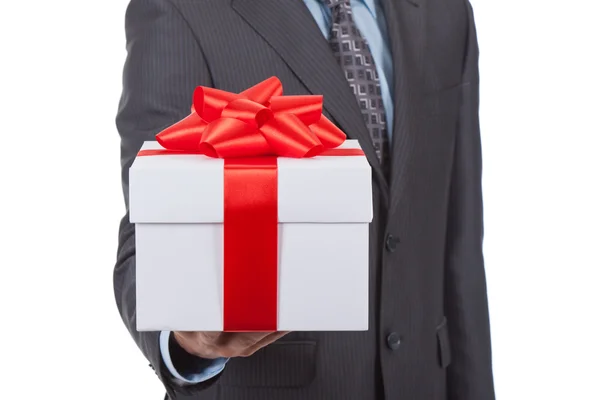 Gift box affärsman — Stockfoto