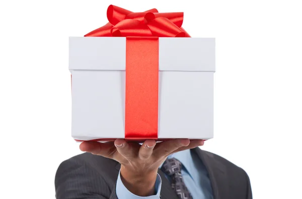 Caja de regalo hombre de negocios —  Fotos de Stock