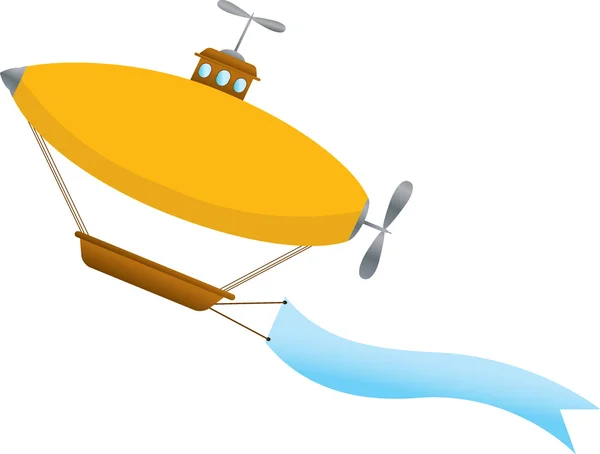 空白の波線のバナーと飛行船 — ストックベクタ