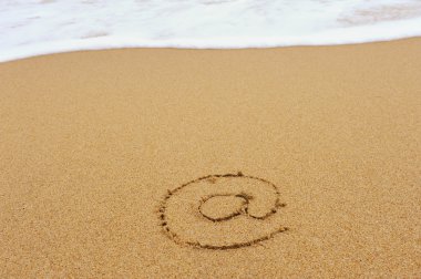 Email symbol draw on beach clipart