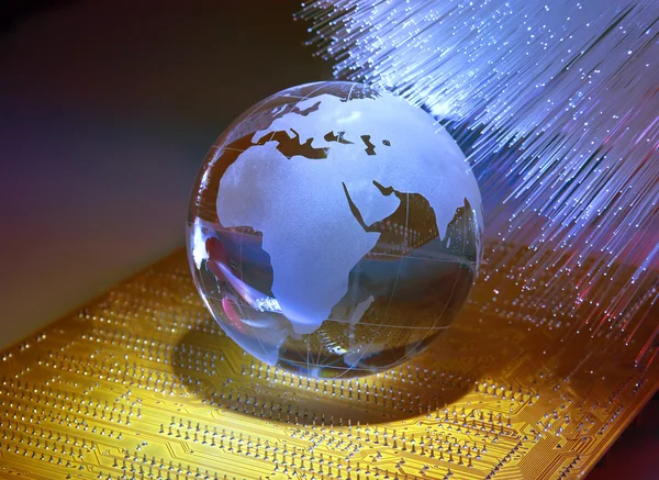 Globe with high technology background — Stock Photo, Image