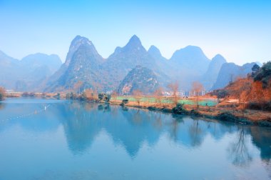 Beautiful Karst mountain landscape in Yangshuo Guilin, China clipart