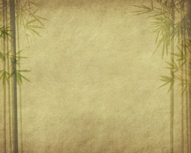 Bamboo on old grunge antique paper texture clipart