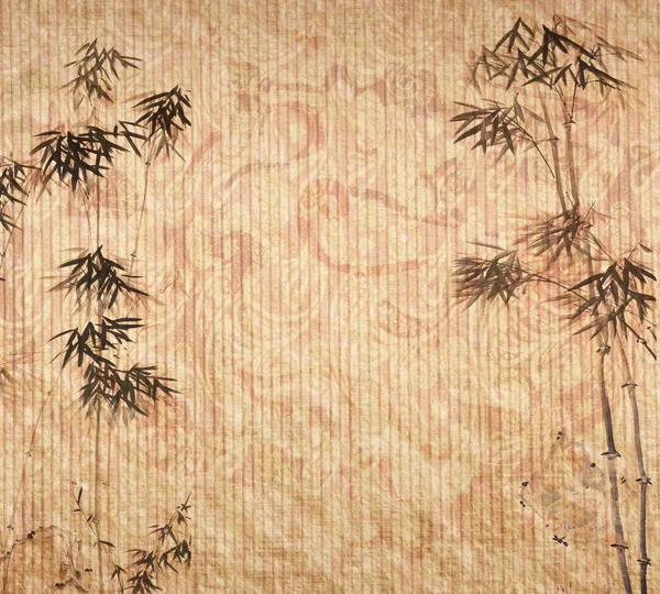 Diseño de árboles de bambú chino con textura de papel hecho a mano —  Fotos de Stock