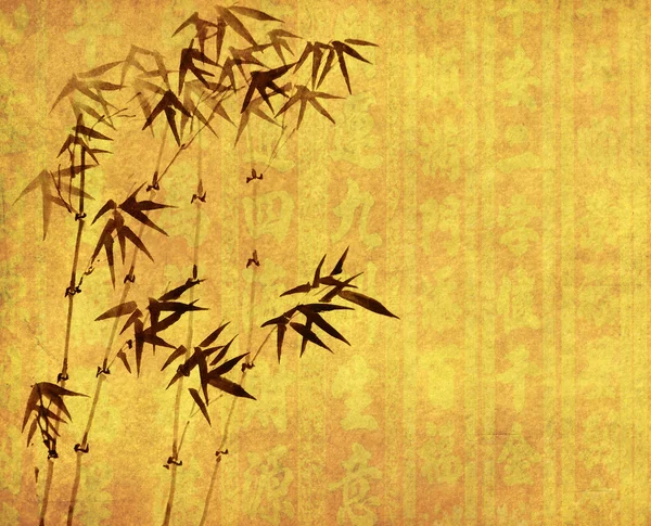 中国竹树与手工纸纹理设计 — 图库照片