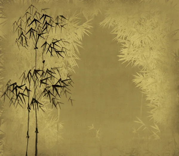 Bambu arka plan ile taze orkide