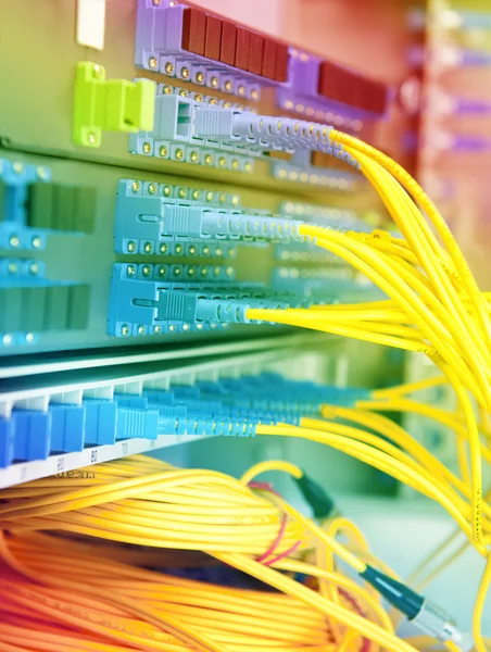 stock image Shot of network cables and servers in a technology data center