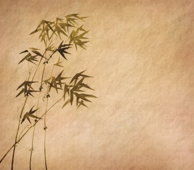 Design of chinese bamboo trees with texture of handmade paper clipart