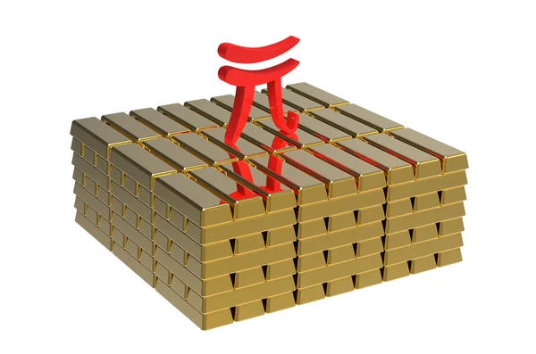 Renminbi op goud — Stockfoto