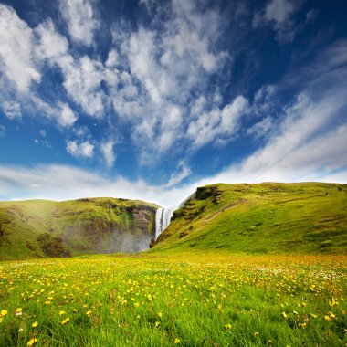 Waterfall in Iceland clipart