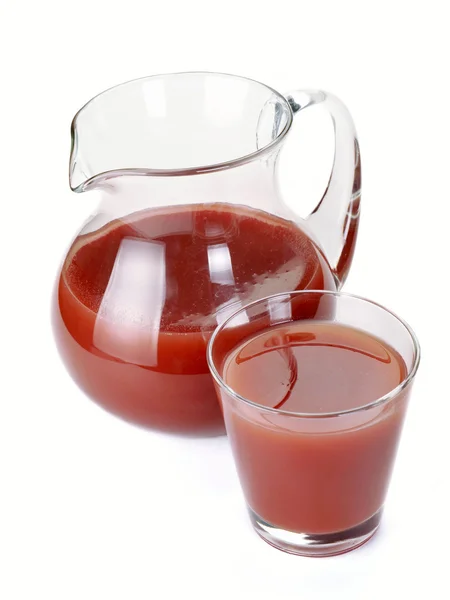 Plum juice in a jug and a glass — Stock Photo, Image