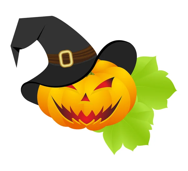 Citrouille d'Halloween avec chapeau — Image vectorielle