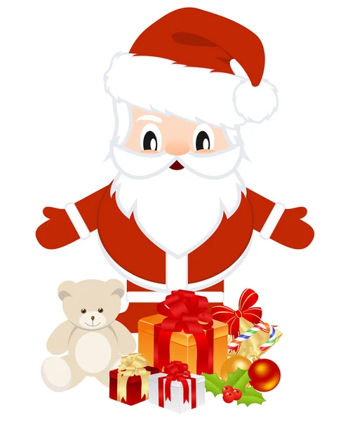 Santa with christmas gifts — Stock Vector