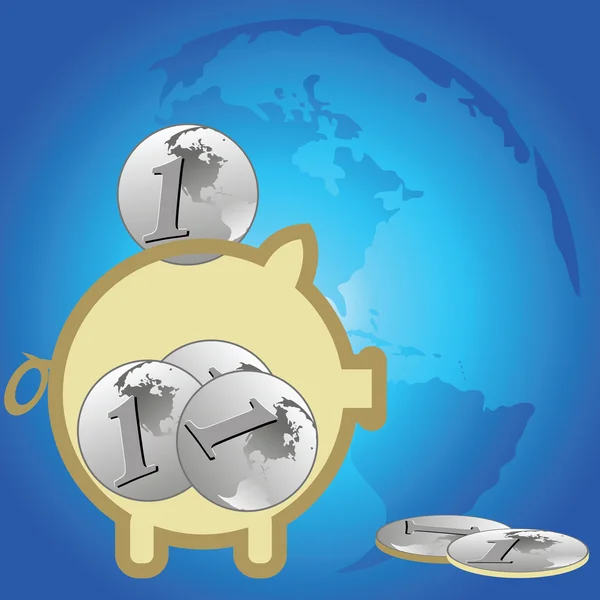 Piggy bank and the Earth — Stock Vector
