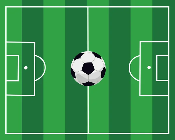 Pelota en un campo de fútbol — Vector de stock