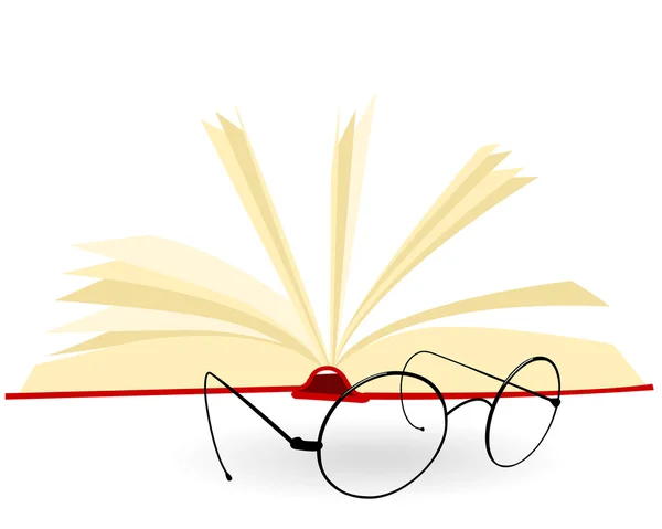 Ouvert livre et lunettes — Image vectorielle